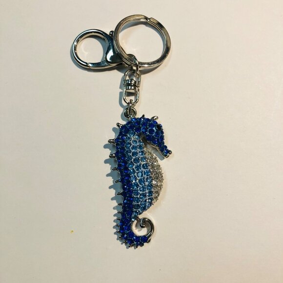 Seahorse Keychain With Crystal Accents Keyring - Picture 1 of 2